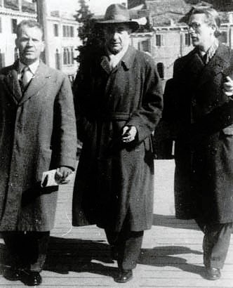 Venice, Italy, 1951, da sinistra Ugo Fasolo, Ardengo Soffici  and Mario Deluigi