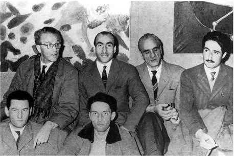 Venice, Italy, 1952, da sinistra Mario Deluigi, Bruno De Toffoli, Virgilio Guidi, Vinicio Vianello, Gino Morandis, Tancredi