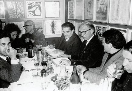 Venice, Italy, anni cinquanta, da sinistra Toni Toniato, Bruna Gasparini, Virgilio Guidi, Giuseppe Marchiori, Mario Deluigi